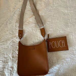 Tan Leather Crossbody Bag with Pouch